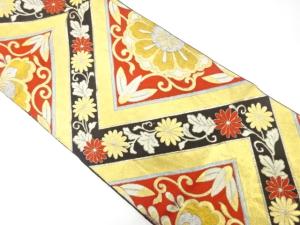 アンティーク　菱に菊・桐唐草模様織り出し袋帯（材料）